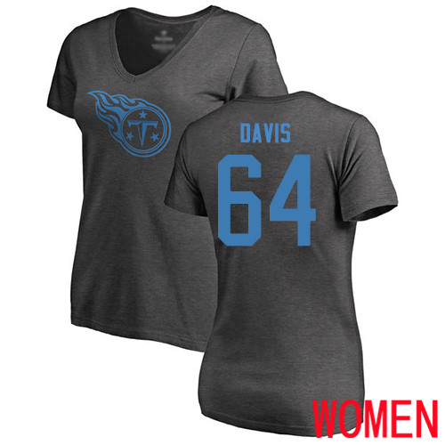 Tennessee Titans Ash Women Nate Davis One Color NFL Football #64 T Shirt